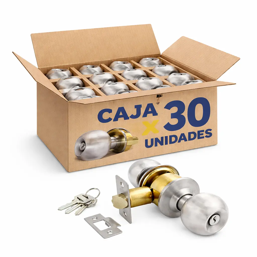 Cerradura Pomo Santorini Acero Inox Flexon Caja 30u