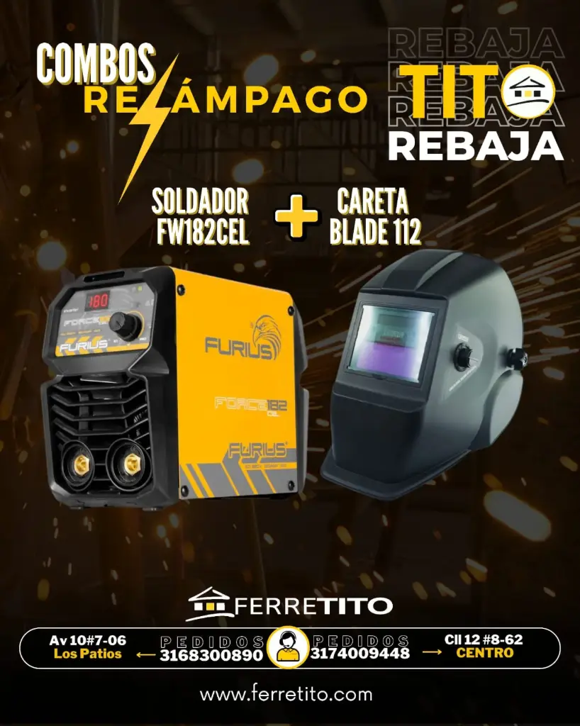 Combo Soldador FW182CEL Furius + Careta Blade 112 Uduke