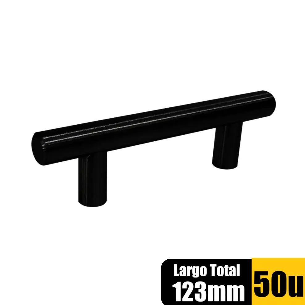 Manija 12mm Hueca Acero Inoxidable Con Tornillos Negra FEH x 50 Und