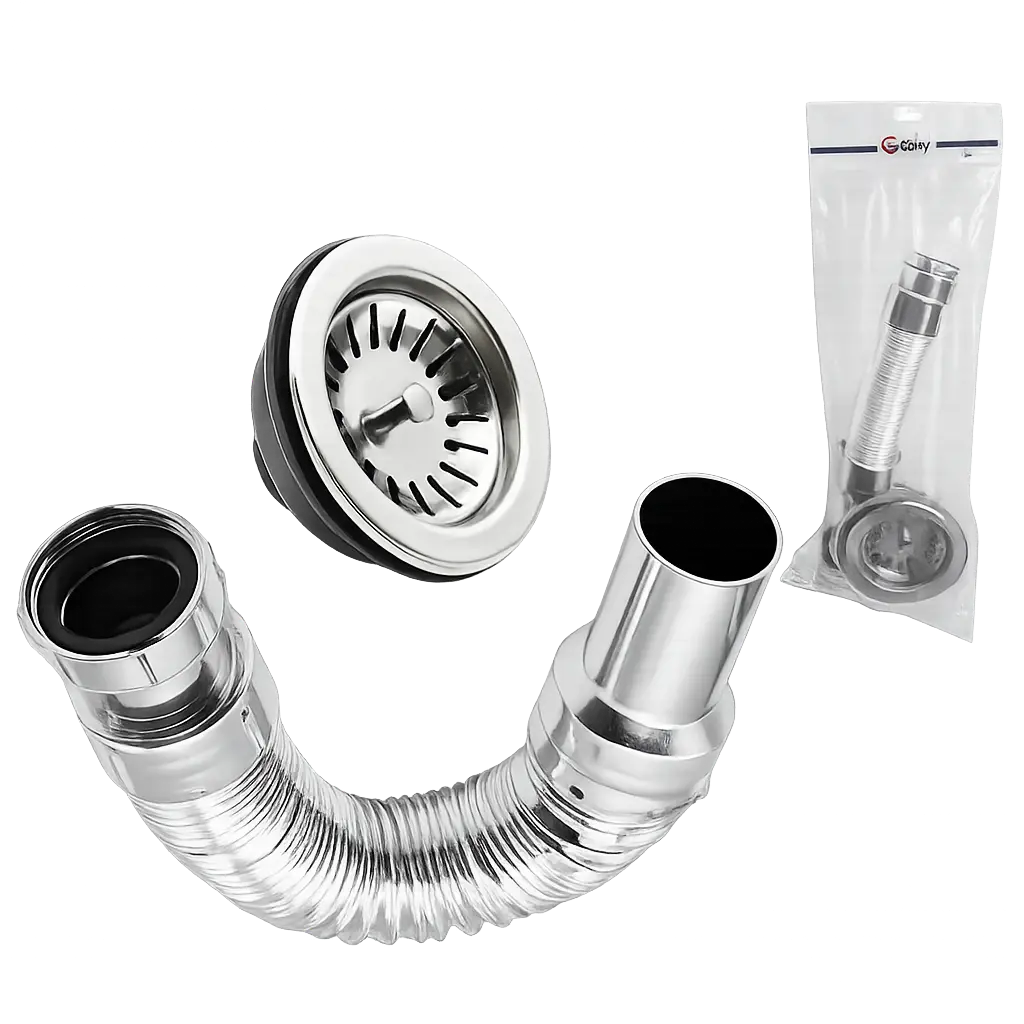 Sifon Para Lavaplatos Flexible Con Canastilla Globy