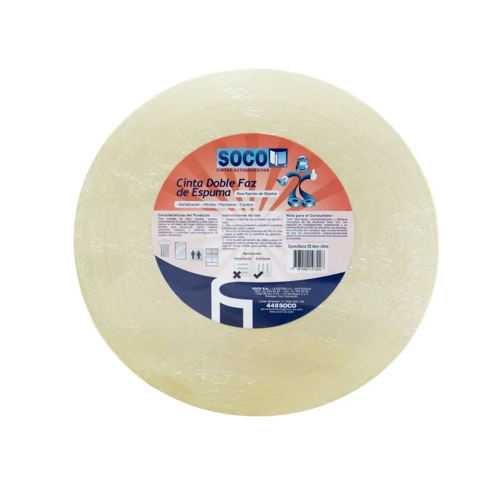 Cinta Doble Faz Espuma Soco X 25 Mts