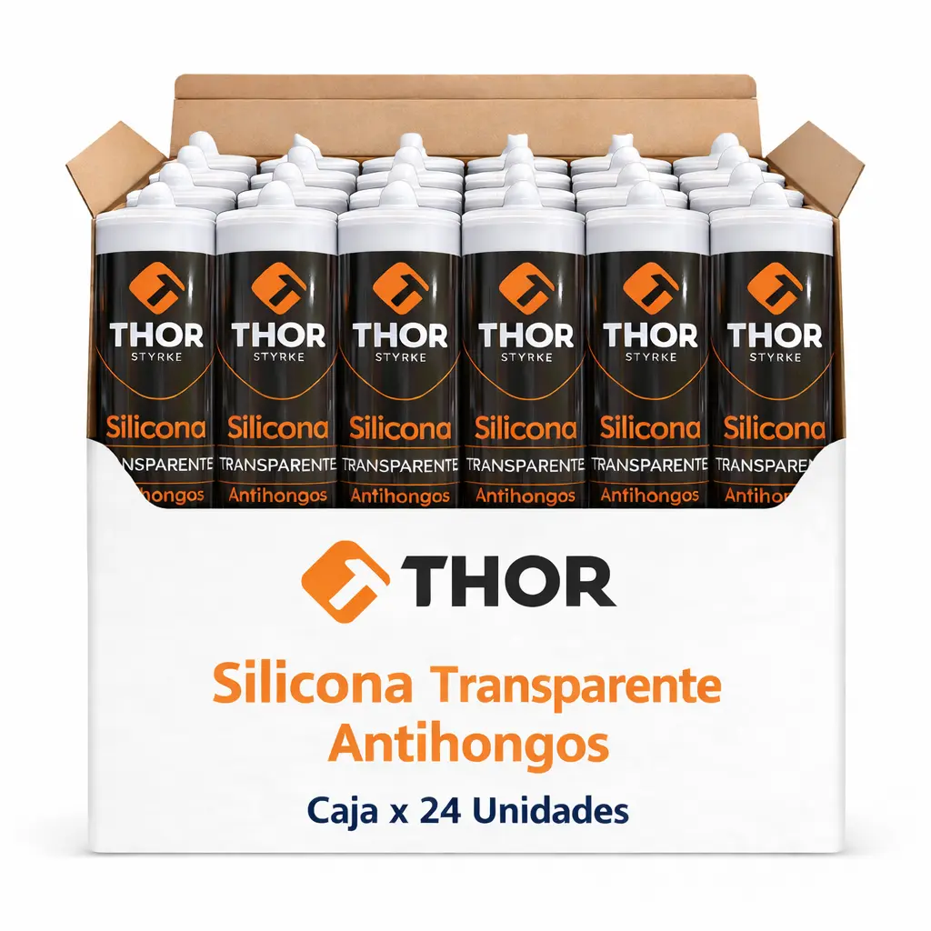 Silicona Transparente Antihongos Tubo 280 Ml Thor X 24 Unds