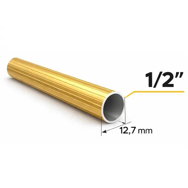 Tubo Cortinero Ranurado Dorado 1/2"