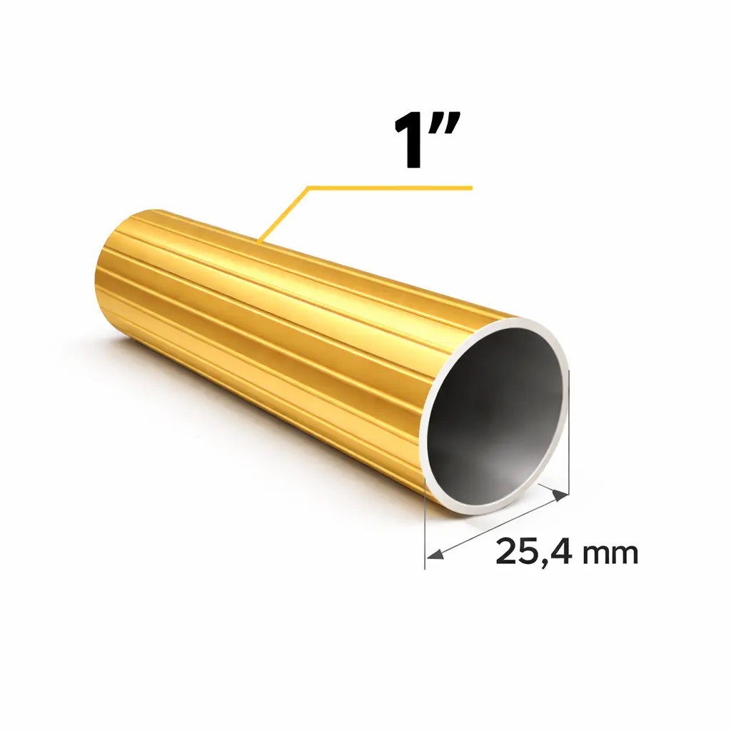 Tubo Cortinero Ranurado Dorado 1"
