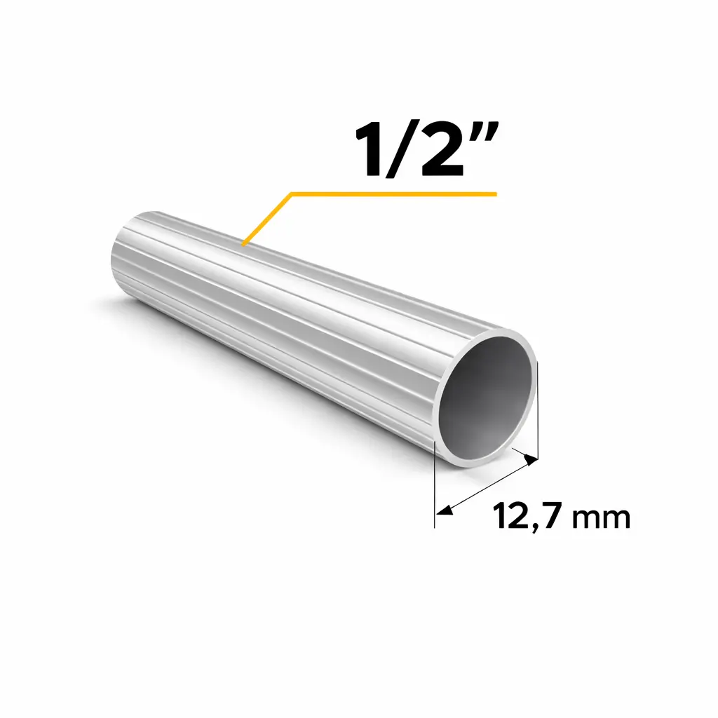 Tubo Cortinero Ranurado Plata 1/2"