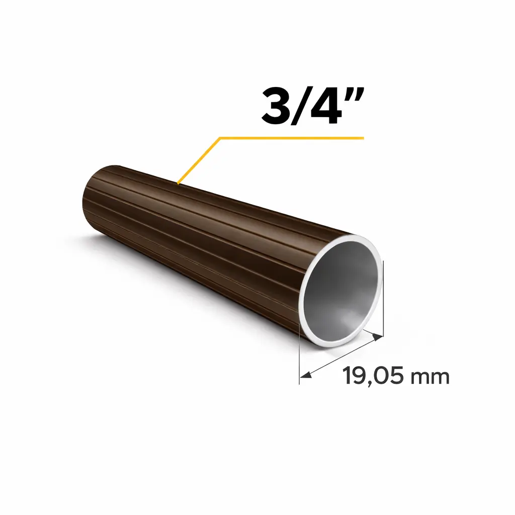 Tubo Cortinero Ranurado Cafe 3/4"