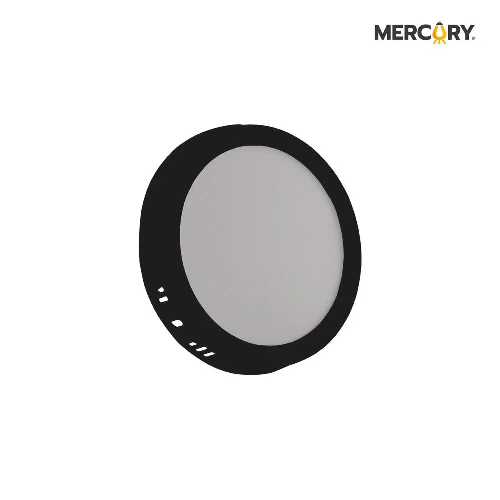 Panel Led Frameless Negro Redondo 6500k Sobreponer Mercury