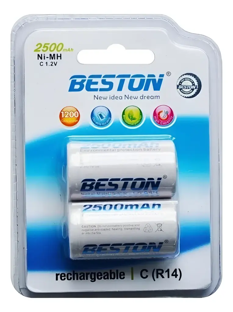 Bateria X2 Tipo C 2.500 mah 1.2v Beston R14 Pila Recargable