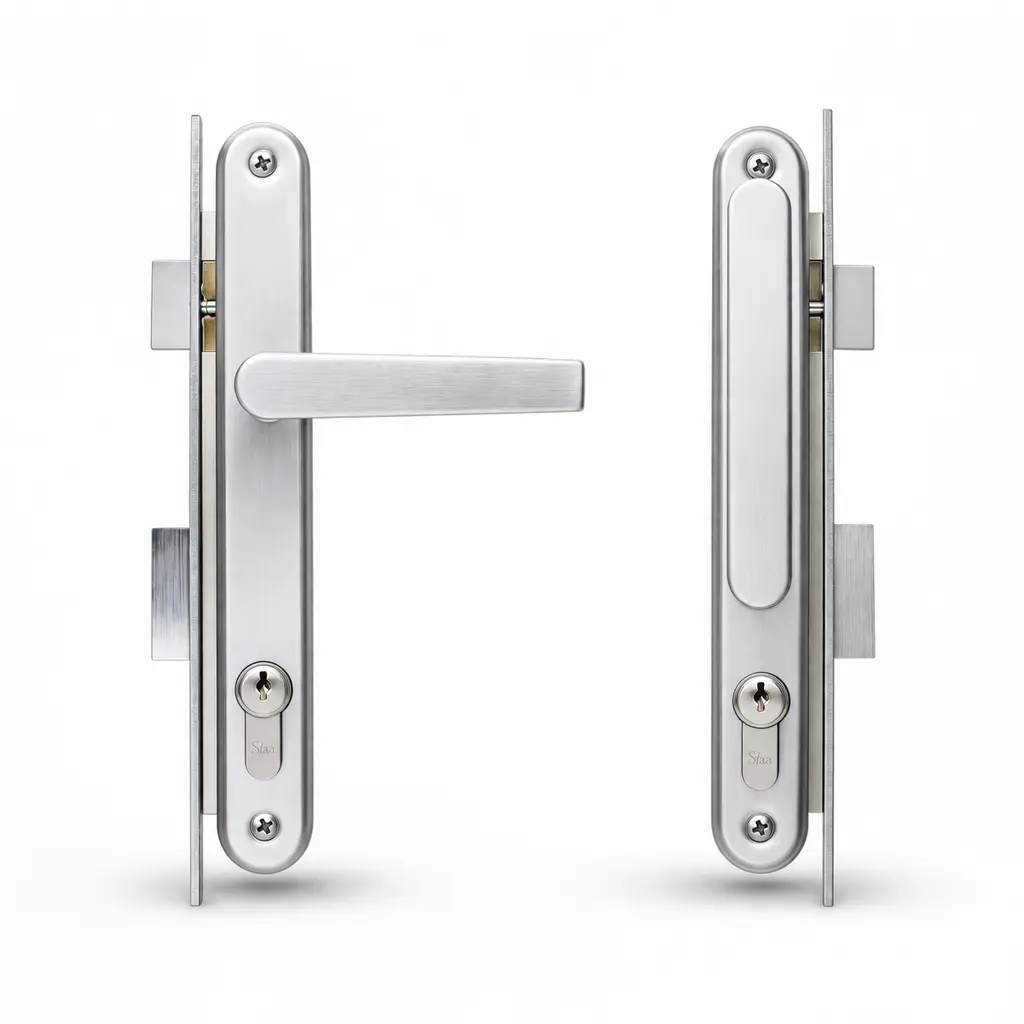 Cerradura Embutir Manija E35 Clásica Cromo Satinado Interior Llave/Llave Yale