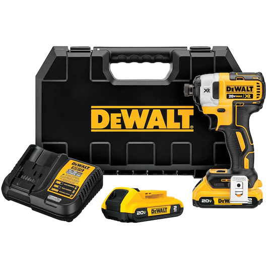Atornillador de impacto inalámbrico 20v XR 1/4 + 2 baterias y cargador Dewalt