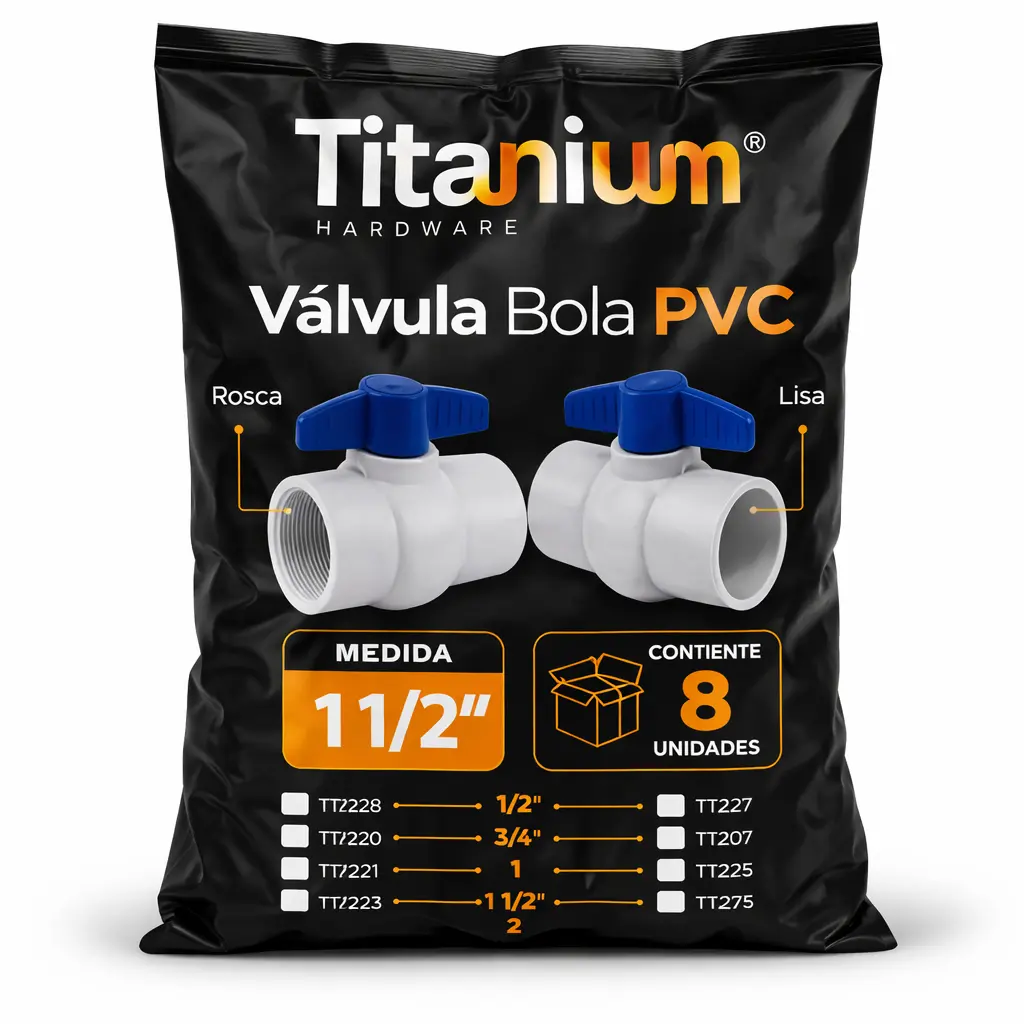 Valvula Bola Pvc Titanium Lisa Bolsa