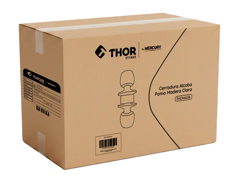 Cerradura Alcoba Cilíndrica Bronce Pomo Madera Clara Thor Caja 30u