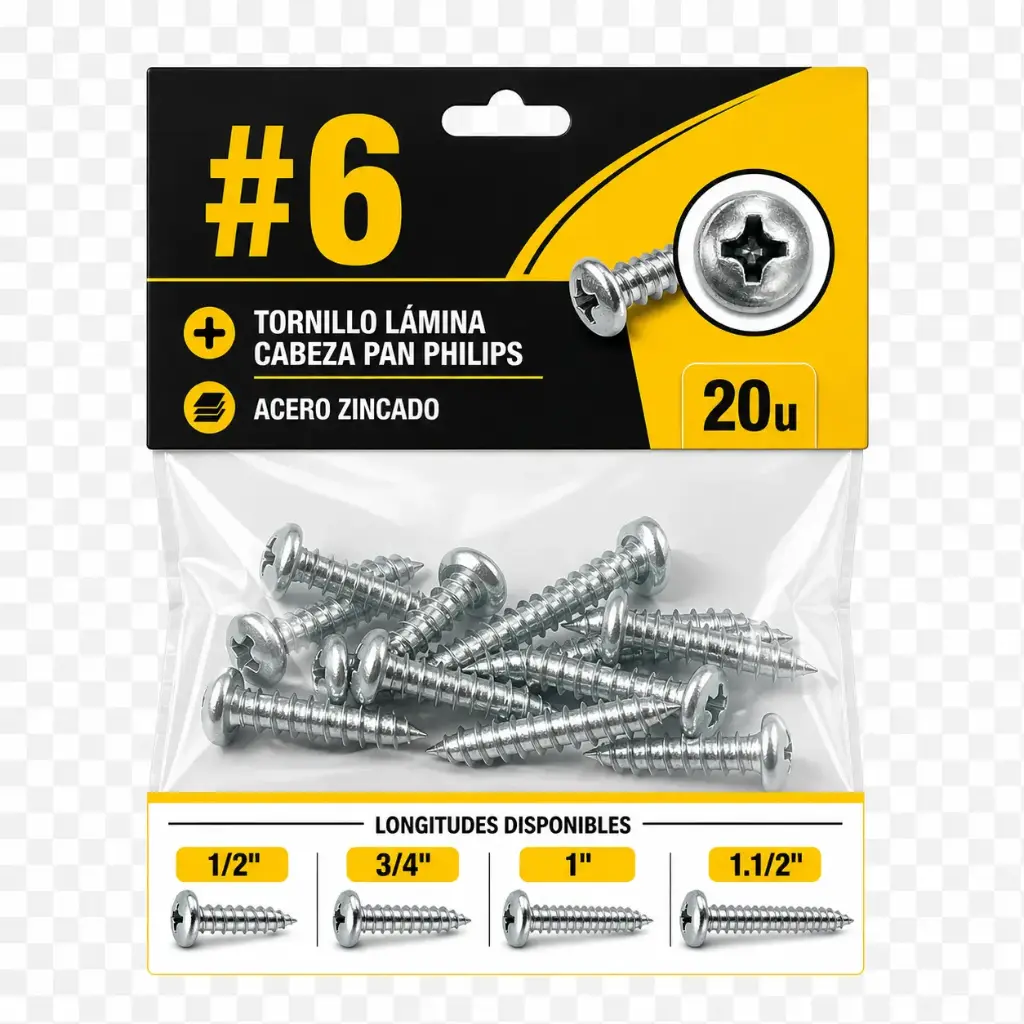 Tornillo Lamina Cabeza Pan Philips #6 Pack x 20u
