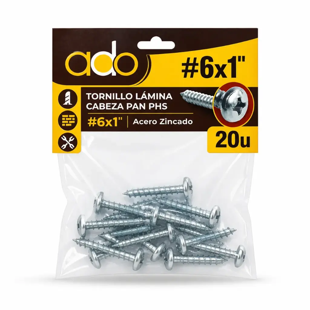 Tornillo Lamina Cabeza Pan Philips #6 Pack x 20u