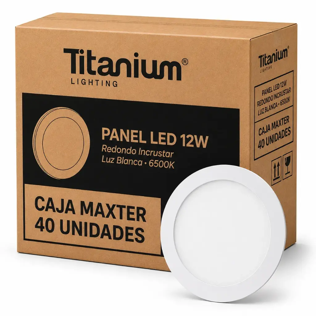 Panel Led Incrustar Redondo 6500k Titanium Caja