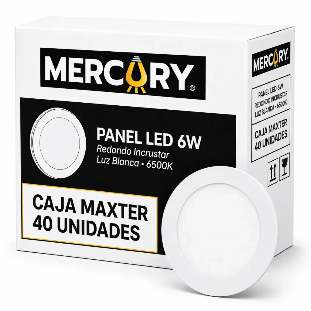 Panel Led Incrustar Redondo 6500k Mercury Caja