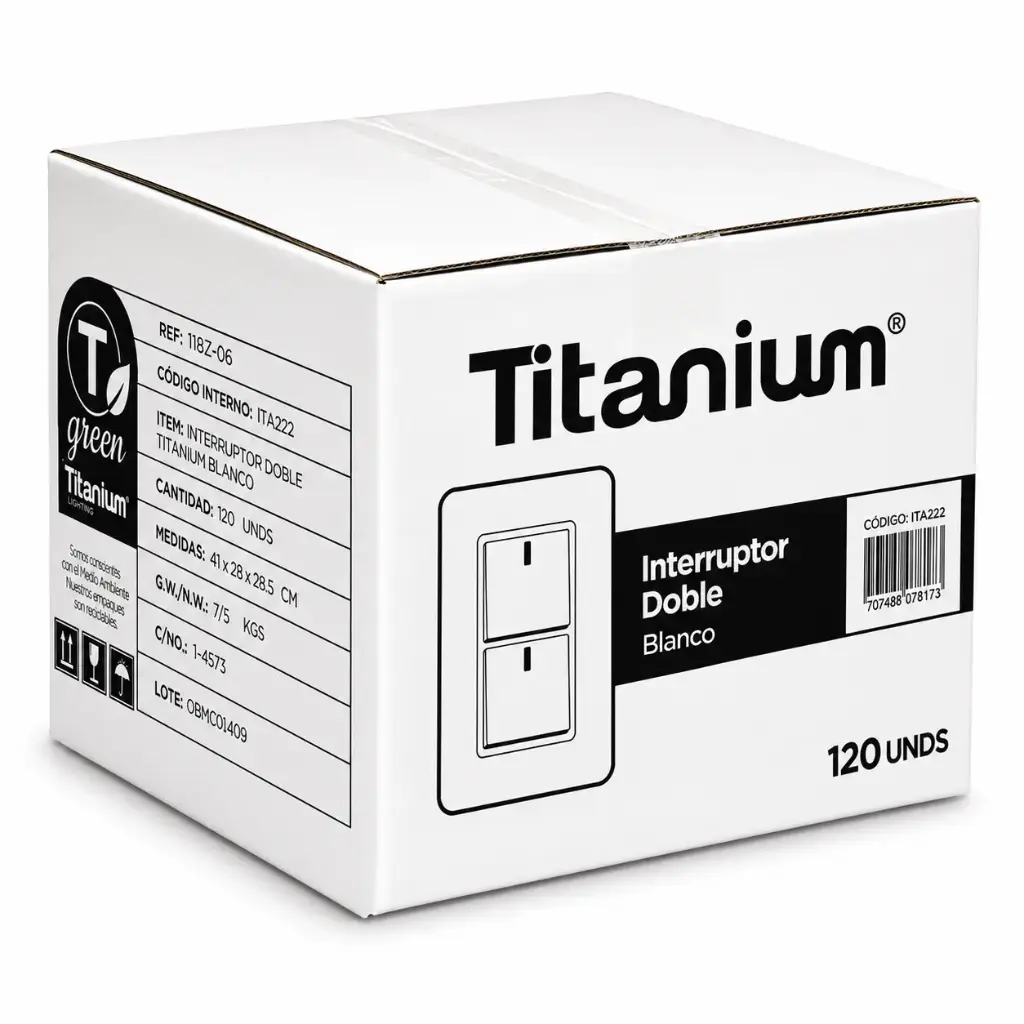 Interruptor Doble Conmutable Titanium Blanco Caja 120u