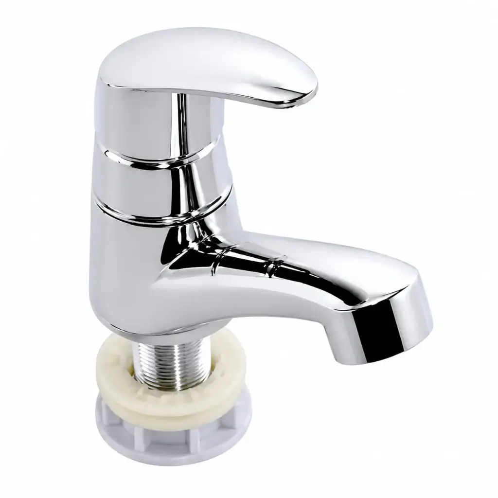 Llave Sencilla Lavamanos Palanca Plastica Cromo Valqua