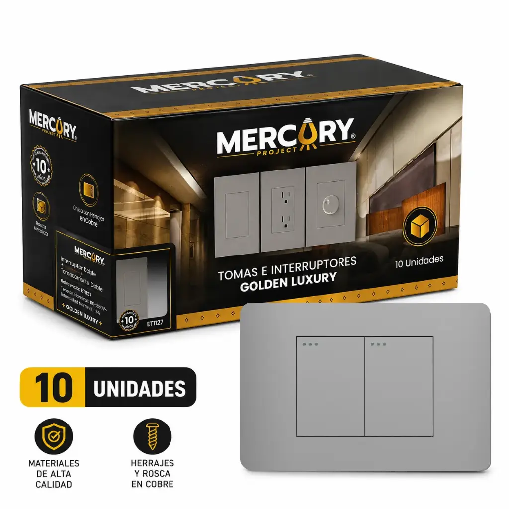 Interruptor Doble Mercury Grigio Torino Caja 10u