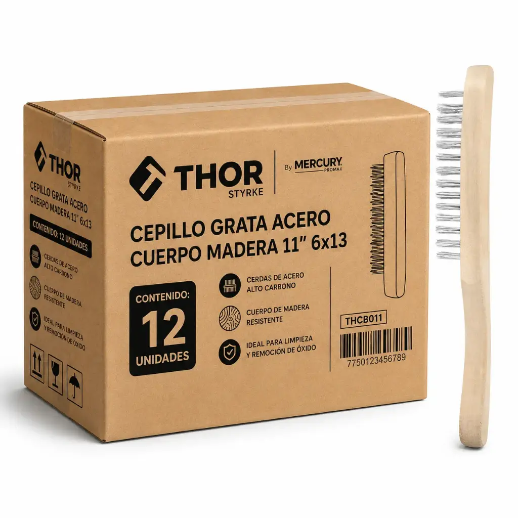 Cepillo Grata Acero Cuerpo Madera 11" 6x13 Thor Caja 12u