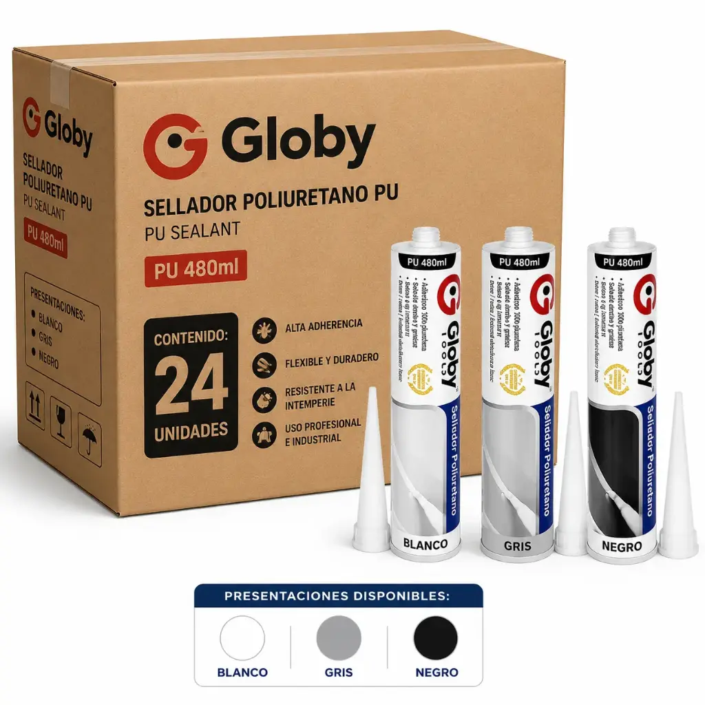 Sellador Poliuretano PU 480ml Globy Caja 24u