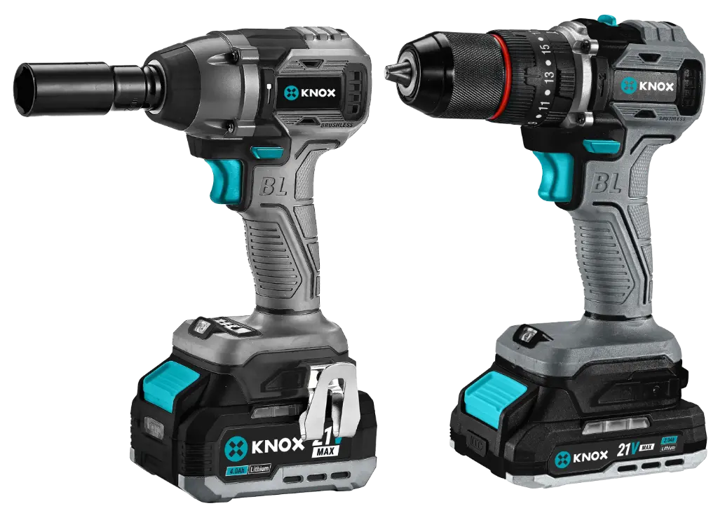 Combo Taladro Percutor inalámbrico 1/2 21v + Llave de Impacto Inalambrica 1/2 21v 62nm Knox