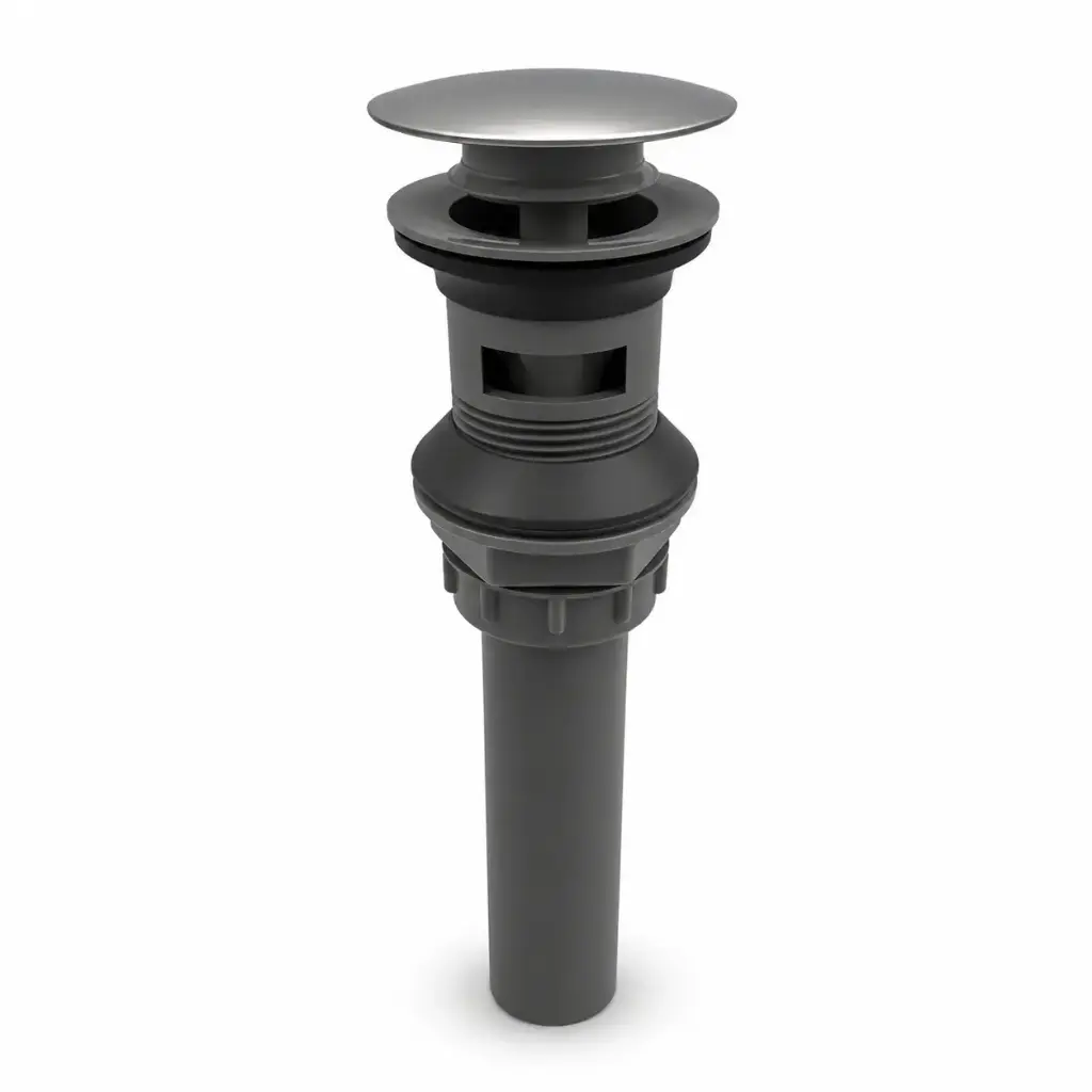 Desague Push Lavamanos Con Rebose Cabeza Grande Cromo + Cpo Gris Aqua
