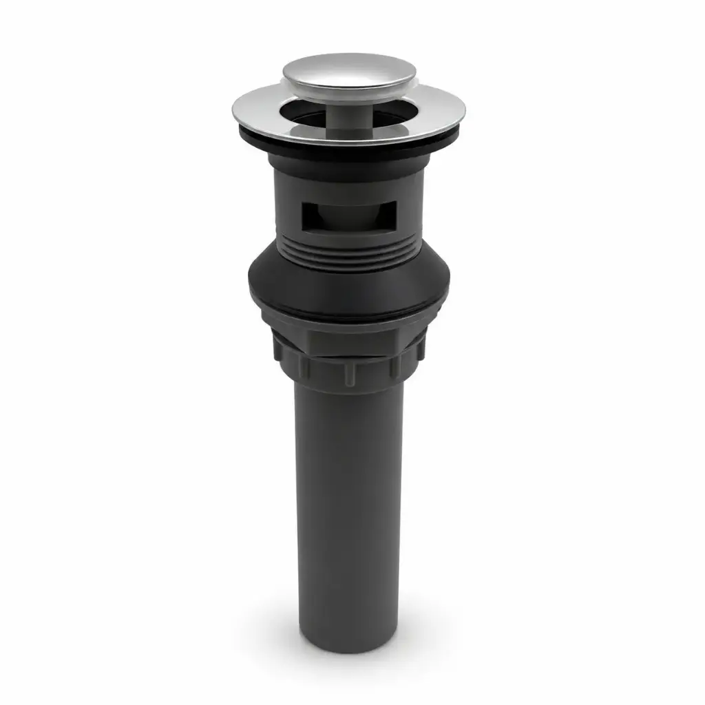 Desague Push Lavamanos Con Rebose Cabeza Pequeña Cromado + Cpo Gris Aqua