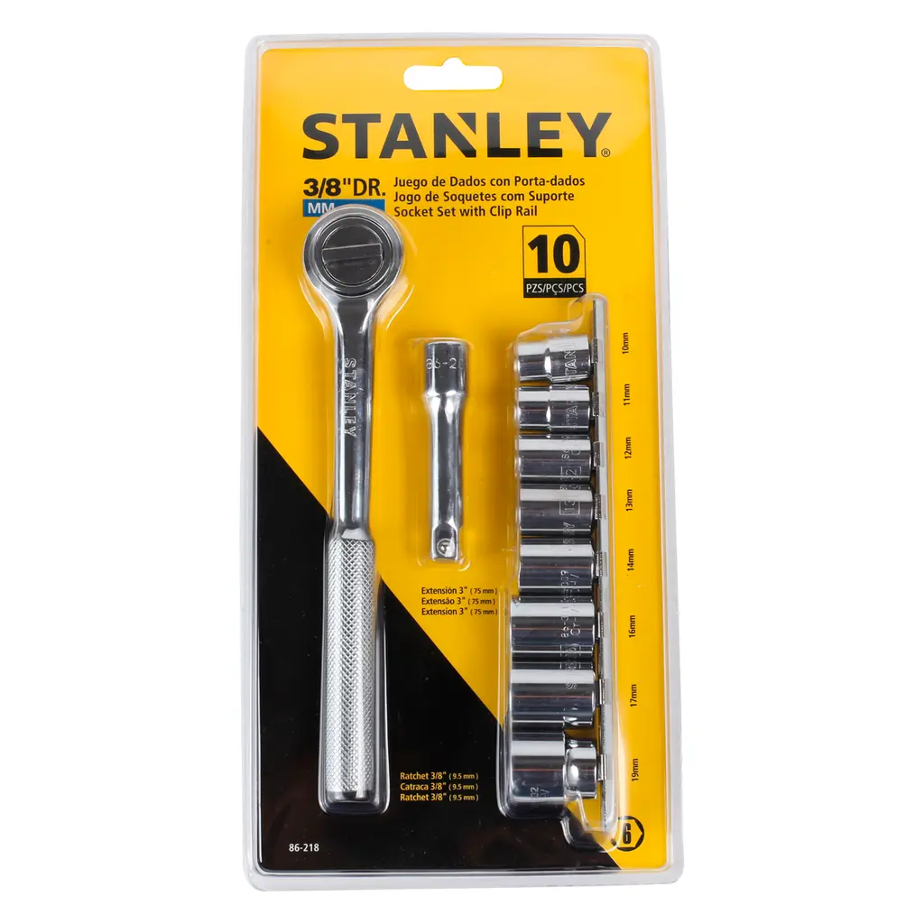 Juego De Dados Con Rache Mando 3/8" 10 Piezas Stanley