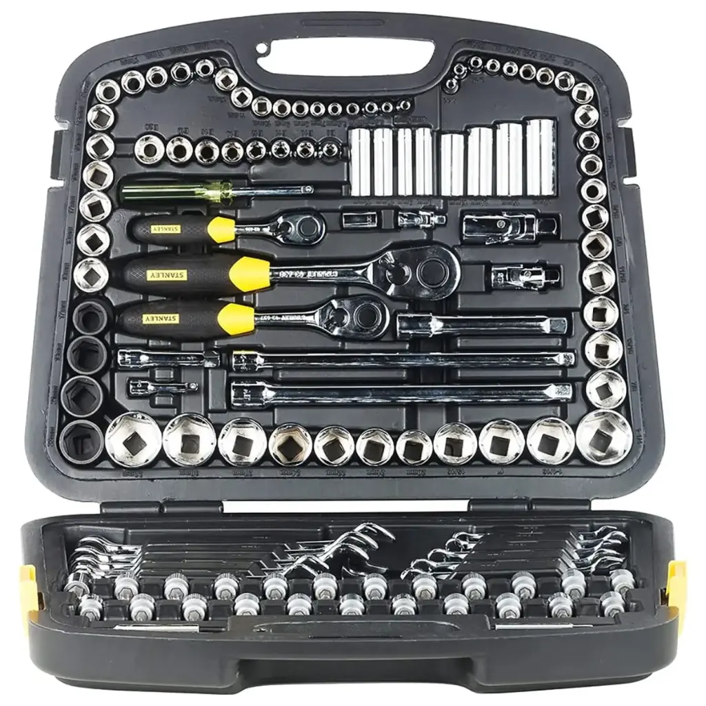 Juego de Herramientas 120 pz Mando de 1/4", 3/8" y 1/2" Métrico y Pulgadas Stanley