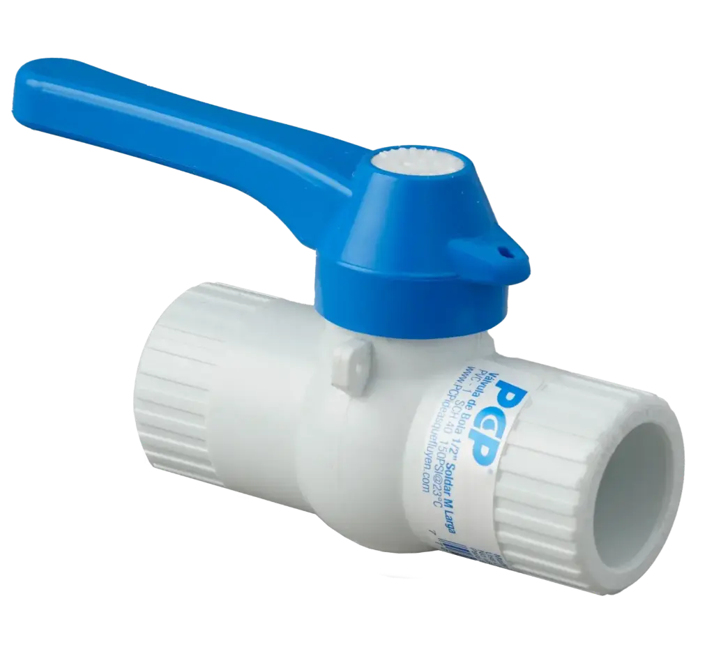 Válvula De Bola En Pvc Con Manija Larga Soldar 1/2"