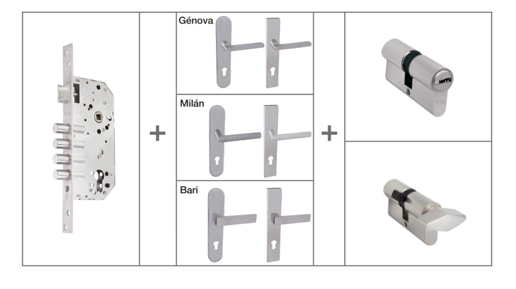 Combo 4 Bulones Cerradura Embutir Manija con Placa Yale