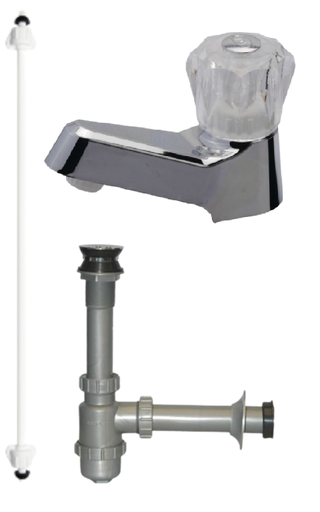 Combo llave lavamanos + grifería Rioplast