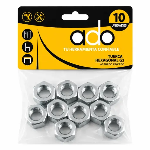 Tuerca Hexagonal G2 Zincada Pack 10u