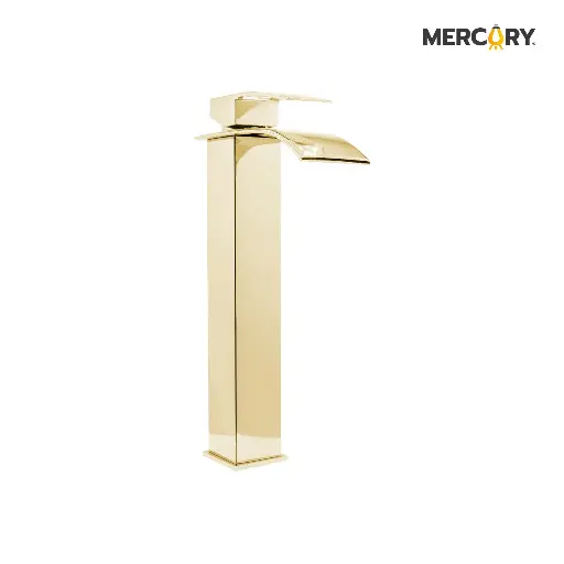 [FGR52] Llave Lavamanos Monocontrol Luxury Golden Alto Tipo Cascada Mercury