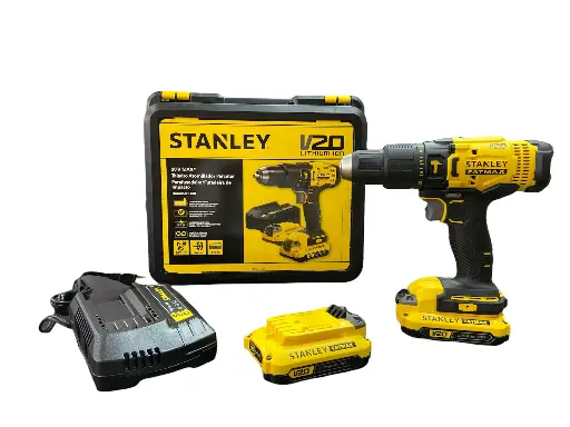 Taladro inalámbrico percutor 1/2 20v + 2 baterías y cargador Stanley