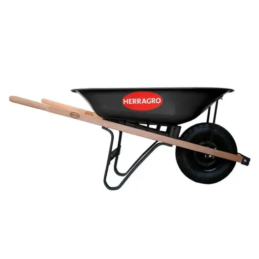 Carretilla 65 Lts Metal Negra Llanta Antipinchazo Herragro