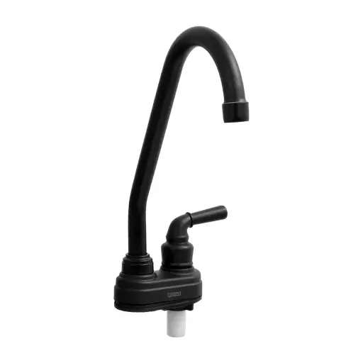 [16792 - HT1559] Llave Lavaplatos Móvil Mesa Cuello Con Base Negro Mate Uduke