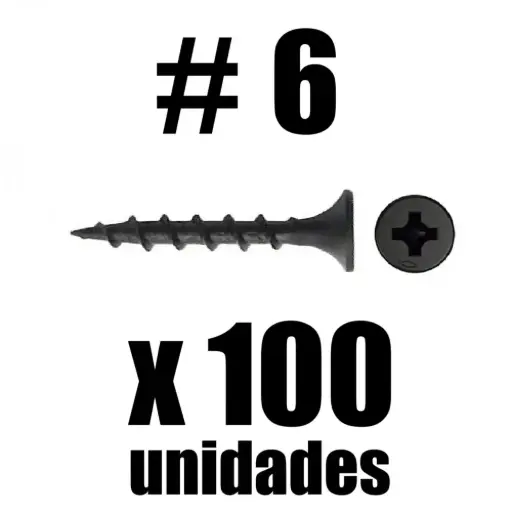 Tornillo Drywall Negro #6 x 100u