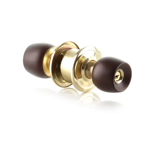 [FCE28] Cerradura Pomo Alcoba Madera Oscura Security Cilindro En Bronce Mercury