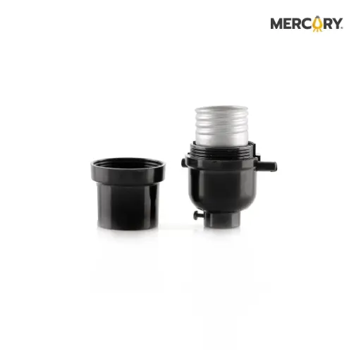 [ECA93] Portalampara Negro E27 + Switch Paso Titanium