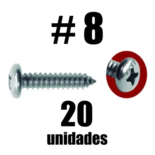 Tornillo Lamina Cabeza Pan Phs. #8 x 20u
