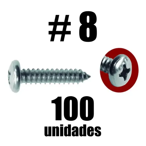 Tornillo Lamina Cabeza Pan Phs. #8 x 100 Und