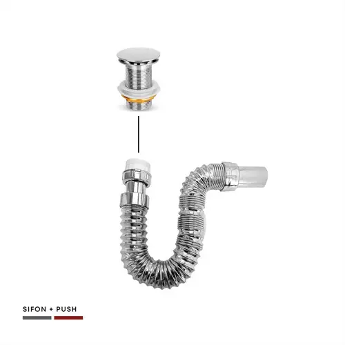 [DES-C13] Sifon Flexible Lavamanos Push Cromado Fermetal