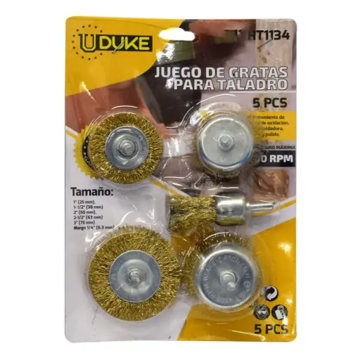 [13518 - HT1134] Grata Taladro Con Espigo 5 Piezas Uduke 