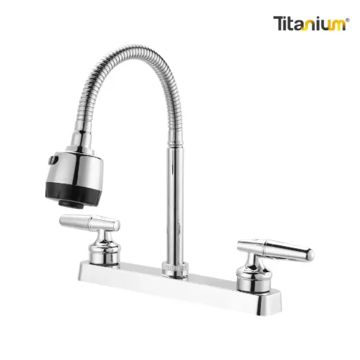 [TTA200] Mezclador Lavaplatos 8" Titanium Cuello Flexible/Abs