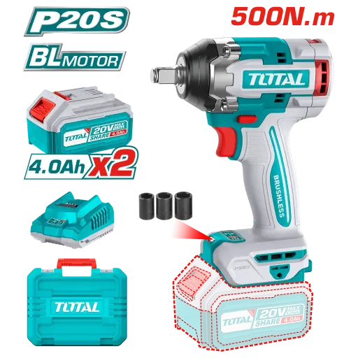 [20296 - UTIWLI2050] Atornillador de Impacto Inalámbrico 1/2 20v + 2 baterias 4ah + Cargador Total Tools