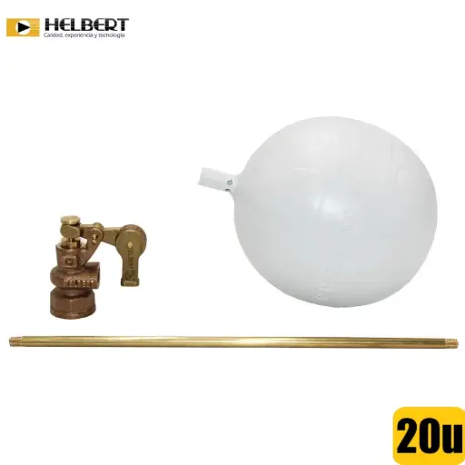[HKHF012N-20] Valvula Flotadora Laton Con Bola Plastica Y Varilla Helbert x 20 Und