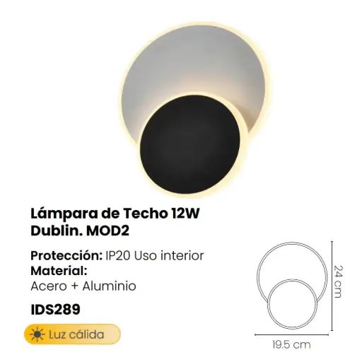 [IDS289] Lampara De Pared 12w Dublin Mod2 Mercury