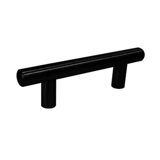 Manija 12mm Hueca Acero Inoxidable Con Tornillos Negra FEH